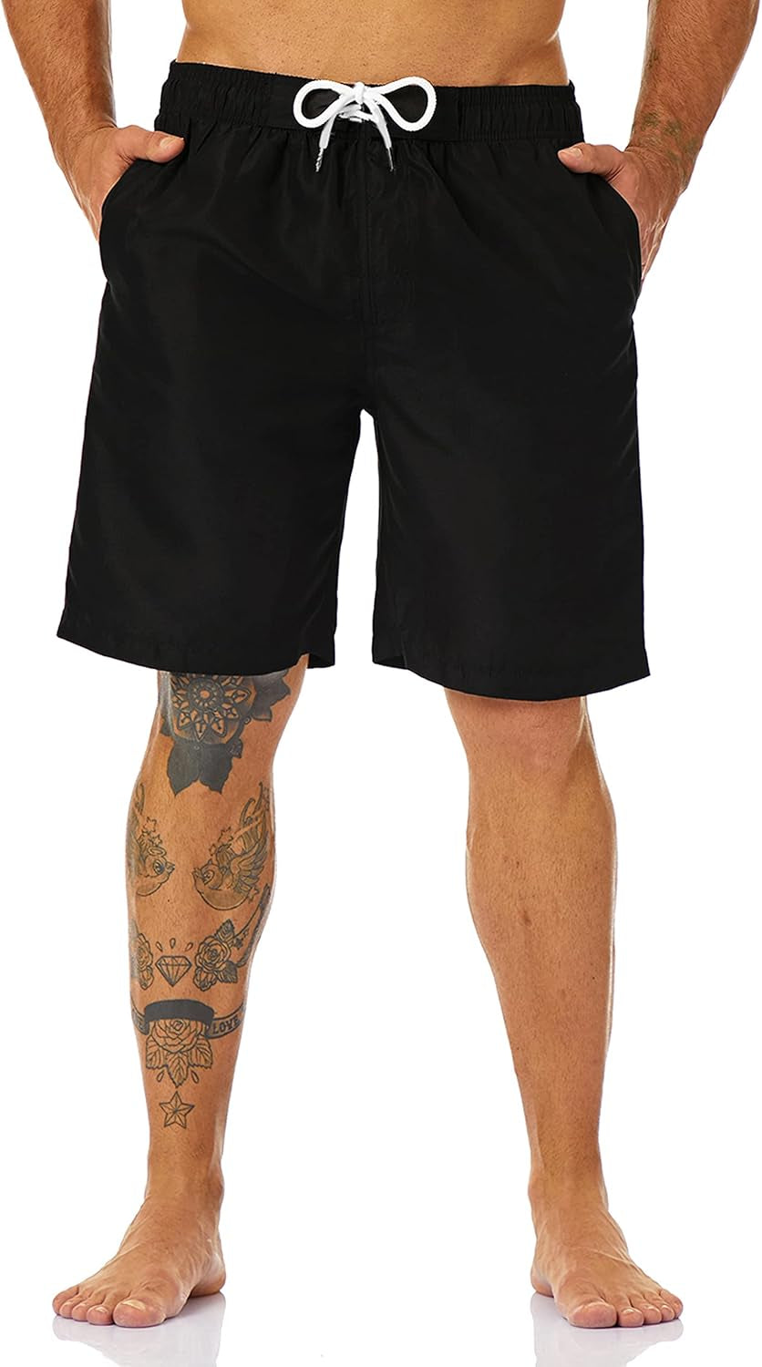 Mens Swim Trunks Long, Quick Dry Boardshorts, 9 Inches Inseam Bathing Suits with Mesh Lining